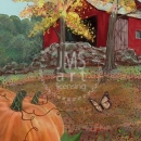 ML249  Happy Thanksgiving with Pumpkins, Red Barn