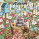ML336  Cat In Garden Welcome