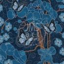 ML330  Blue Denim Garden with Butterflies