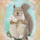 ML226  Squirrel with Flowers