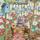 ML336  Cat In Garden Welcome